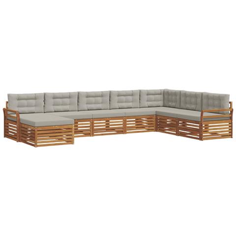 Set divani con cuscino 8 pcs Grigio Naturale e Chiaro - Foto 1