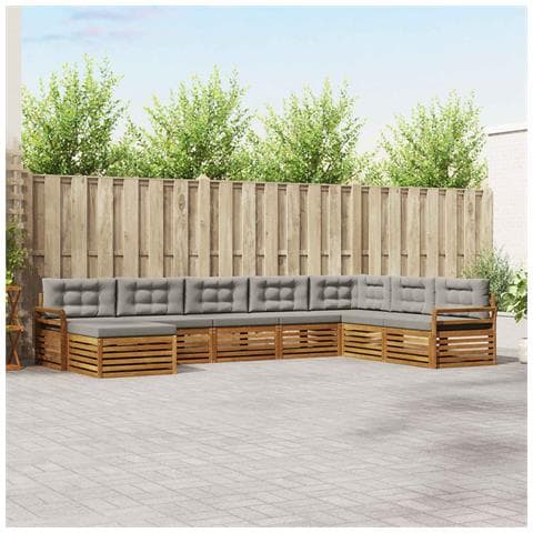 Set divani con cuscino 8 pcs Grigio Naturale e Chiaro - Foto 2