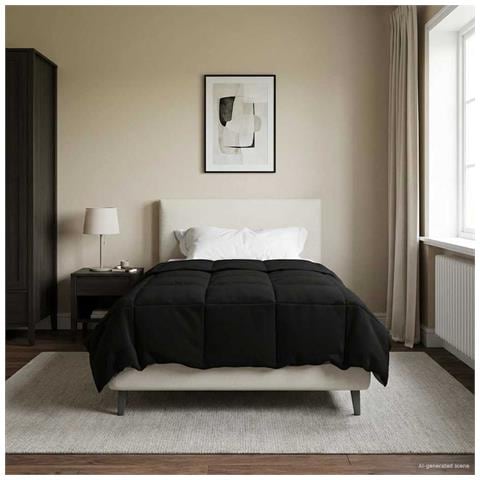 Duvet Invernale Trapuntato Nero 155 x 200 cm Microfibra - Foto 2