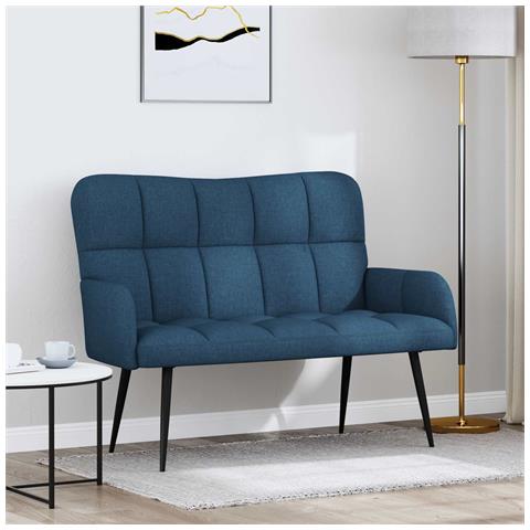 Sofa a Due Posti Blu 115 x 61 x 87 cm Tessuto - Foto 2