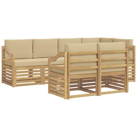 Set di divani da esterno 7 pcs Bianco e Beige - Foto 1