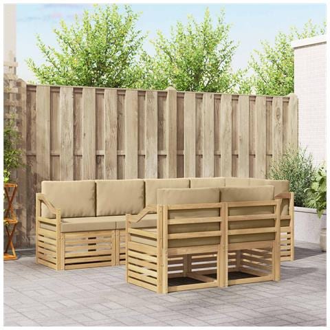 Set di divani da esterno 7 pcs Bianco e Beige - Foto 2