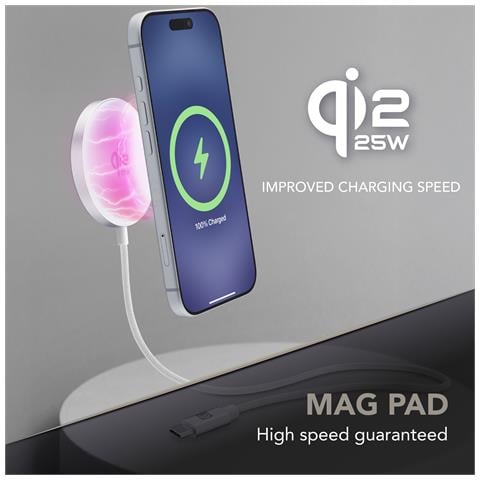 MAG PAD Qi2.2 25W Pad Wireless magnetico 25W con tecnologia Qi2.2, progettato per una ricarica rapida ed efficiente di tutti gli smartphone. - Foto 8