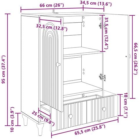 Credenza Bianco 66 x 34,5 x 95 cm Legno ingegnerizzato - Foto 9