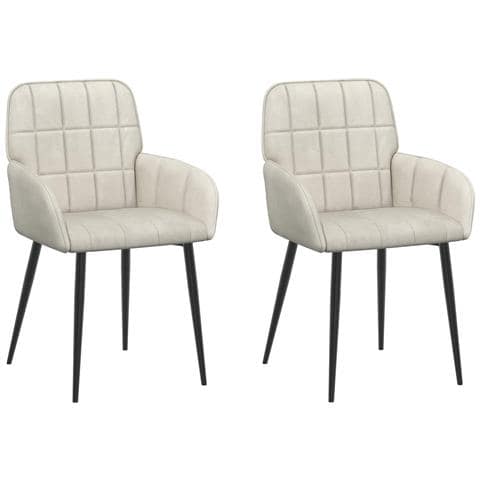 Sedie da pranzo 2 pcs Velluto (V) Crema 57 x 50 x 85 cm - Foto 1