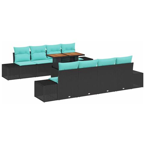 Set Divano da Giardino 9 pz Nero Poly Rattan - Foto 1
