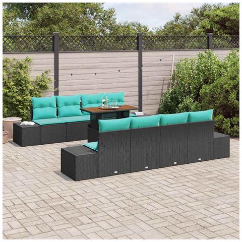 Set Divano da Giardino 9 pz Nero Poly Rattan - Foto 10