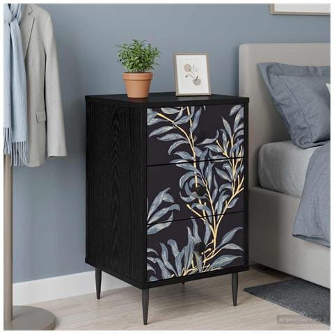 Armadio da Notte DOKKUM 2 pz Rovere Nero 36 x 33 x 61 cm - Foto 2