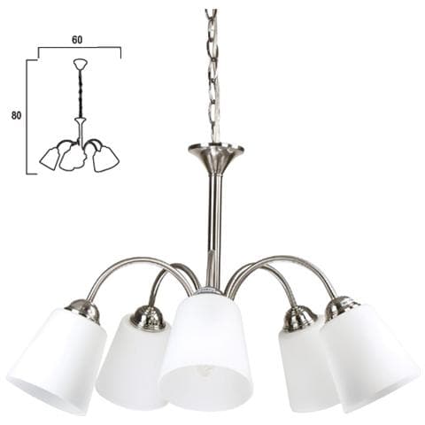 I-1162/5 NIK - Lampadario color nickel dalla linea semplice ma elegante 40 watt E14 - Foto 2