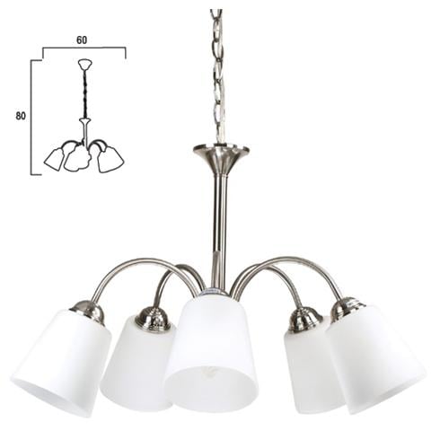 I-1162/5 NIK - Lampadario color nickel dalla linea semplice ma elegante 40 watt E14 - Foto 1