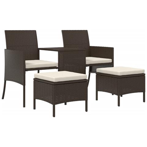 Set Divani Da Esterni 7 Pz In Polyrattan Marrone E Bianco - Foto 1