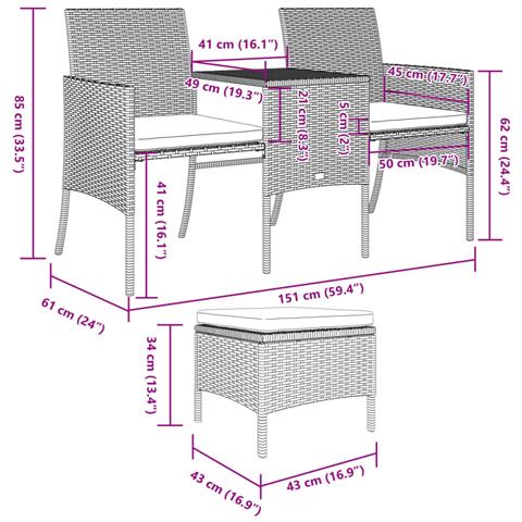 Set Divani Da Esterni 7 Pz In Polyrattan Marrone E Bianco - Foto 10
