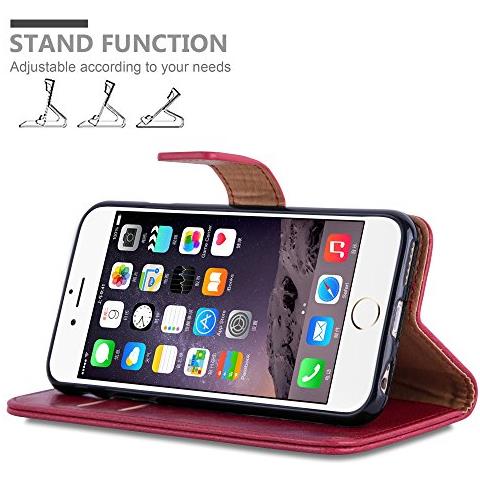 Custodia Compatibile Con Apple Iphone 6 / Iphone 6s In Rosso Vinaccia - Coperchio Protettiva Con Chiusura Magnetica, Funzione Stand E Tasca Per Le Carte - Foto 2