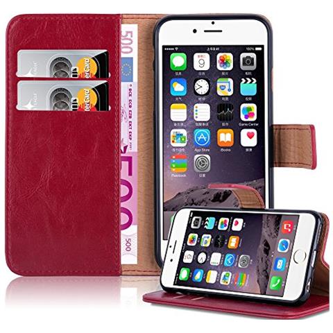 Custodia Compatibile Con Apple Iphone 6 / Iphone 6s In Rosso Vinaccia - Coperchio Protettiva Con Chiusura Magnetica, Funzione Stand E Tasca Per Le Carte - Foto 1