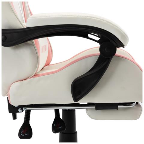 Sedia Da Gaming Con Poggiapiedi Rosa E Bianca In Similpelle - Foto 2