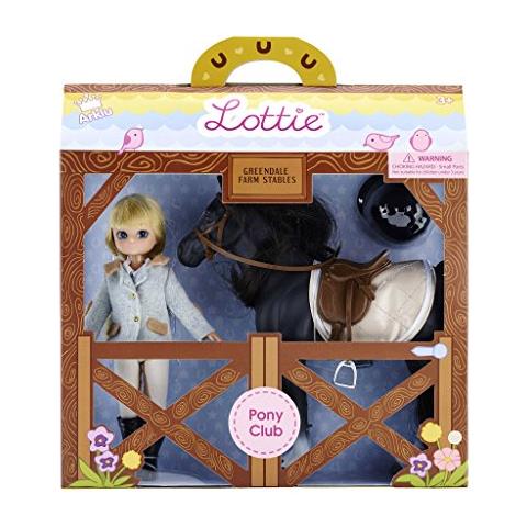Bambola Set Con Il Cavallo - Doll Pony - Biondi Capelli E Occhi Azzurri E Pony Con Criniera Nera - Foto 2