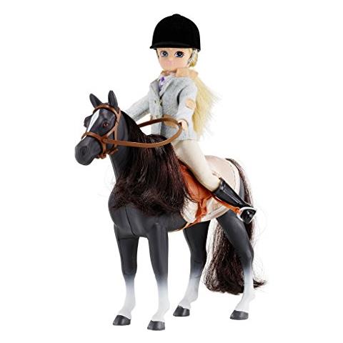 Bambola Set Con Il Cavallo - Doll Pony - Biondi Capelli E Occhi Azzurri E Pony Con Criniera Nera - Foto 5