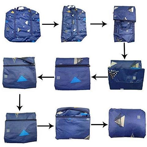 2 Pezzi Pieghevole Borsa Da Viaggio Duffel Con Fisso Sul Carrello Caso Leggero A Mano Bagaglio A Mano Sport Sized Avanti Sacchetto Fine Settimana Per Le Vacanze Sport Shopping (grigio Verde) - Foto 4