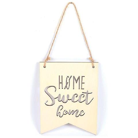 Sospensione Gagliardetto In Legno 20 X 15 Cm - Home Sweet Home - Foto 1