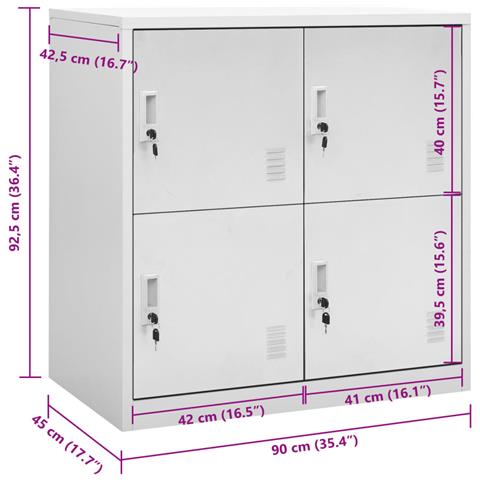 Armadietto con Chiave Grigio Chiaro 90x45x92,5 cm in Acciaio - Foto 8