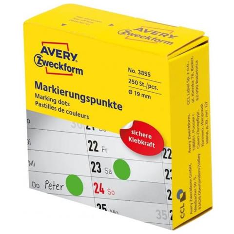 3855 Etichetta Autoadesiva Rotondo Permanente Verde 250 Pz - Foto 1