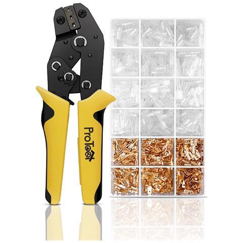 Pinza Crimpatrice Faston, Pinza Per Crimpare Terminali Elettrici Faston, Pinza Con 600 Manicotti Piatti Connettore 0.5-1.5 Mm² - Foto 1