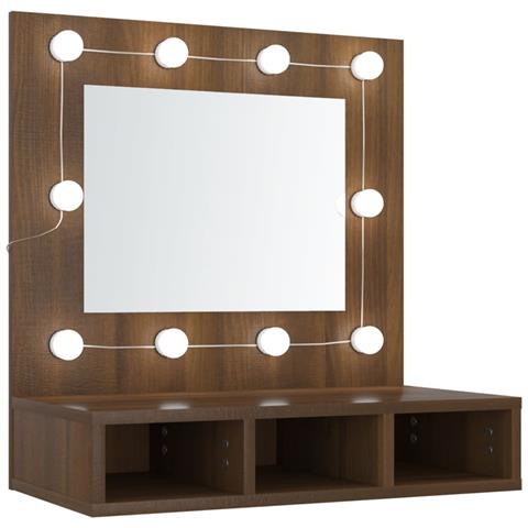 Mobile A Specchio Con Led Rovere Marrone 60x31,5x62 Cm - Foto 1