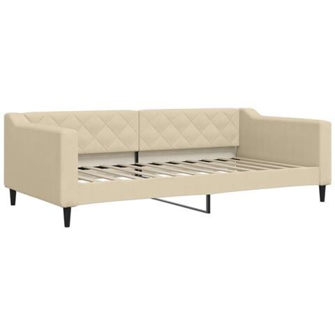 Divano Letto Con Materasso Crema 100x200 Cm In Tessuto - Foto 2