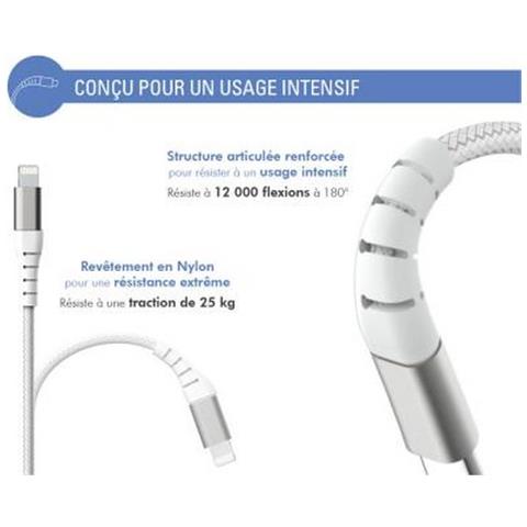 Cavo Usb C/lightning Rinforzato 3 M - 3 A, Bianco - Foto 3