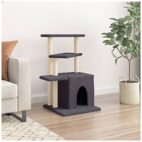 Albero Per Gatti Con Tiragraffi In Sisal Grigio Scuro 83,5 Cm - Foto 2