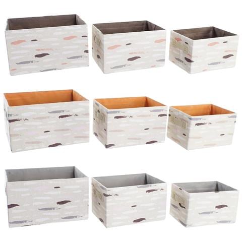 Set Di Cestini Dkd Home Decor Marrone 32 X 24 X 18 Cm Grigio Arancio (3 Pezzi) - Foto 1