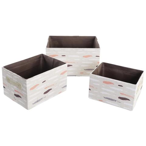 Set Di Cestini Dkd Home Decor Marrone 32 X 24 X 18 Cm Grigio Arancio (3 Pezzi) - Foto 2