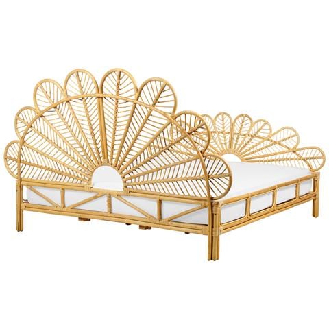 Letto Matrimoniale Rattan Legno Chiaro 180 X 200 Cm Florentine - Foto 2