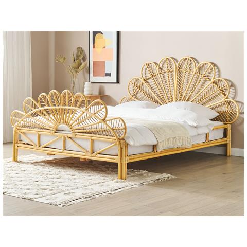 Letto Matrimoniale Rattan Legno Chiaro 180 X 200 Cm Florentine - Foto 1