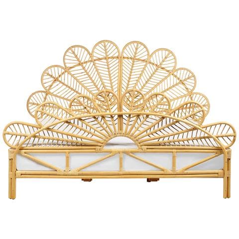Letto Matrimoniale Rattan Legno Chiaro 180 X 200 Cm Florentine - Foto 8