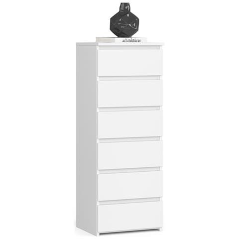 Cassettiera CL6, 6 cassetti, 40x35x109 cm, Colore Bianco - Foto 1