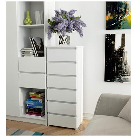 Cassettiera CL6, 6 cassetti, 40x35x109 cm, Colore Bianco - Foto 5