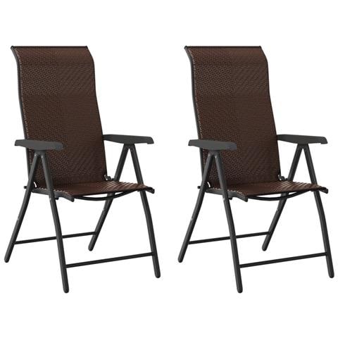 Sedie Pieghevoli Da Giardino 2 Pz Marroni In Polyrattan - Foto 2