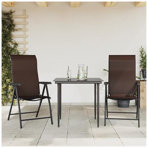Sedie Pieghevoli Da Giardino 2 Pz Marroni In Polyrattan - Foto 1