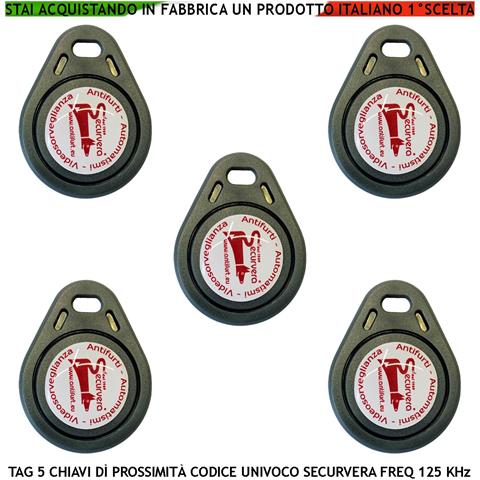 Chiave Di Prossimità 5 Trasponder Alta Sicurezza Codice Univoco Securvera Em-4100 Frequenza 125 Khz Con Foro Portachia - Foto 1