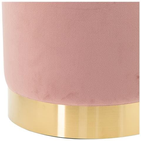 Pouf Poggiapiedi In Velluto Rosa Struttura In Legno 31x31x38 Cm Base Dorata Metallo - Foto 2