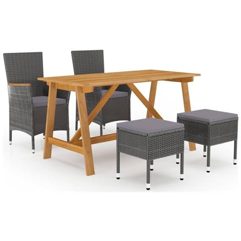 Set Mobili Da Pranzo Per Giardino 5 Pz Grigio - Foto 1