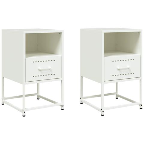 Comodini 2 Pz Bianchi 36x39x60,5 Cm In Acciaio - Foto 1