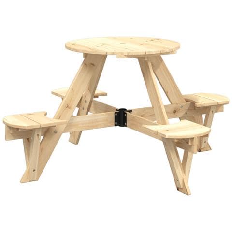 Tavolo Da Picnic Per 4 Bambini Rotondo Con Foro In Legno Abete - Foto 2