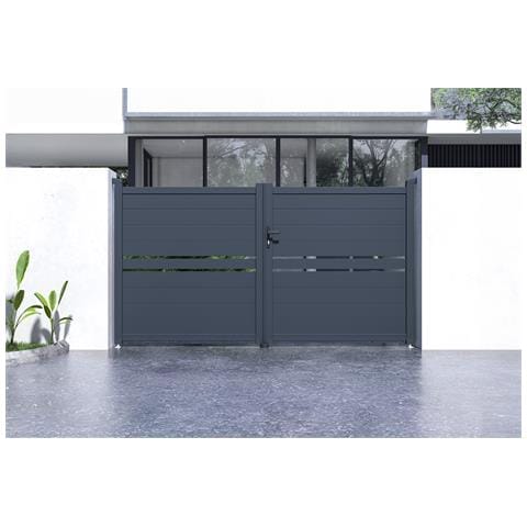 Cancello Battente 3m Cimone Alt. 160cm Alluminio + Cancello 1m Alt. 160cm Grigio - Foto 2