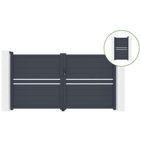 Cancello Battente 3m Cimone Alt. 160cm Alluminio + Cancello 1m Alt. 160cm Grigio - Foto 1