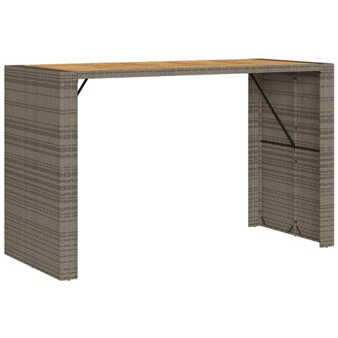 Tavolo Bar Da Giardino Piano In Acacia 185x80x110 Cm Polyrattan - Foto 2