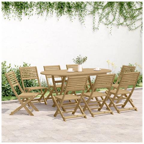 Sedie Giardino Pieghevoli 8 Pz 48,5x61,5x87 Cm Massello Acacia - Foto 3