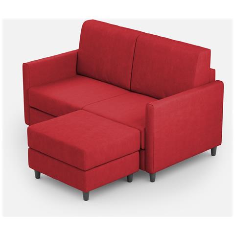 Divano Karay 2 Posti Medio (due Sedute Da 70cm) + Pouf Misure Esterne L. 158 P. 145 Colore Rosso - Foto 1