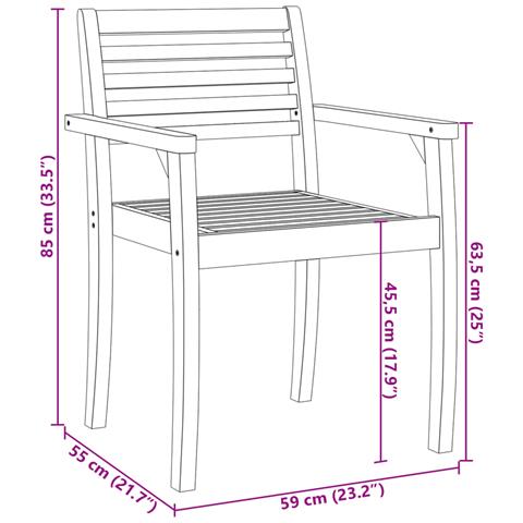 Sedie da Giardino 8 pz 59x55x85 cm Legno Massello di Acacia - Foto 10